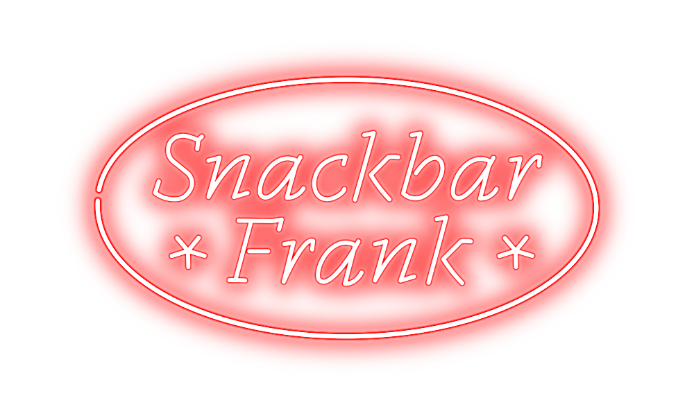 Het Snackbar Frank in Hoogeveen in de stijl van een neon bord.